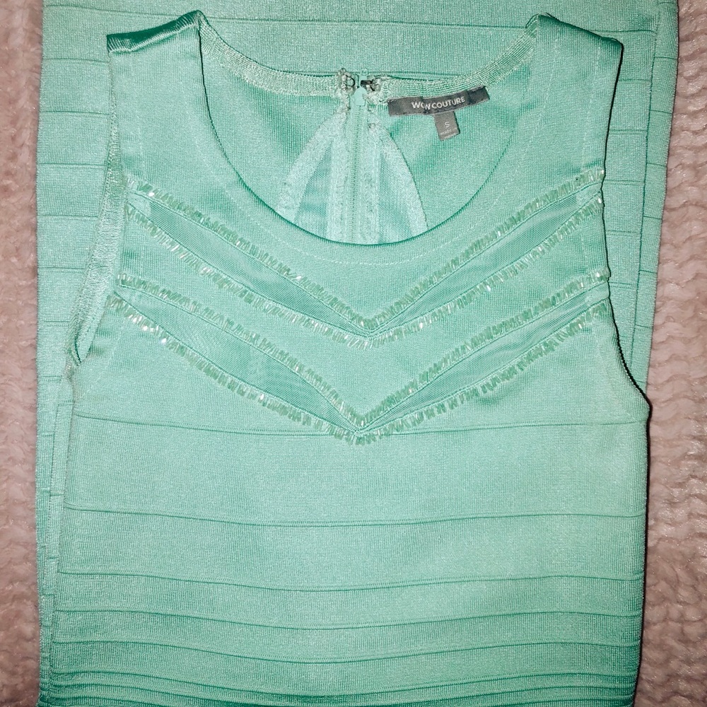 Green bodycon high neck dress
